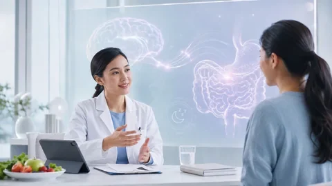 Ilustrasi edukasi kesehatan pencernaan untuk colon hydrotherapy / colon irrigation